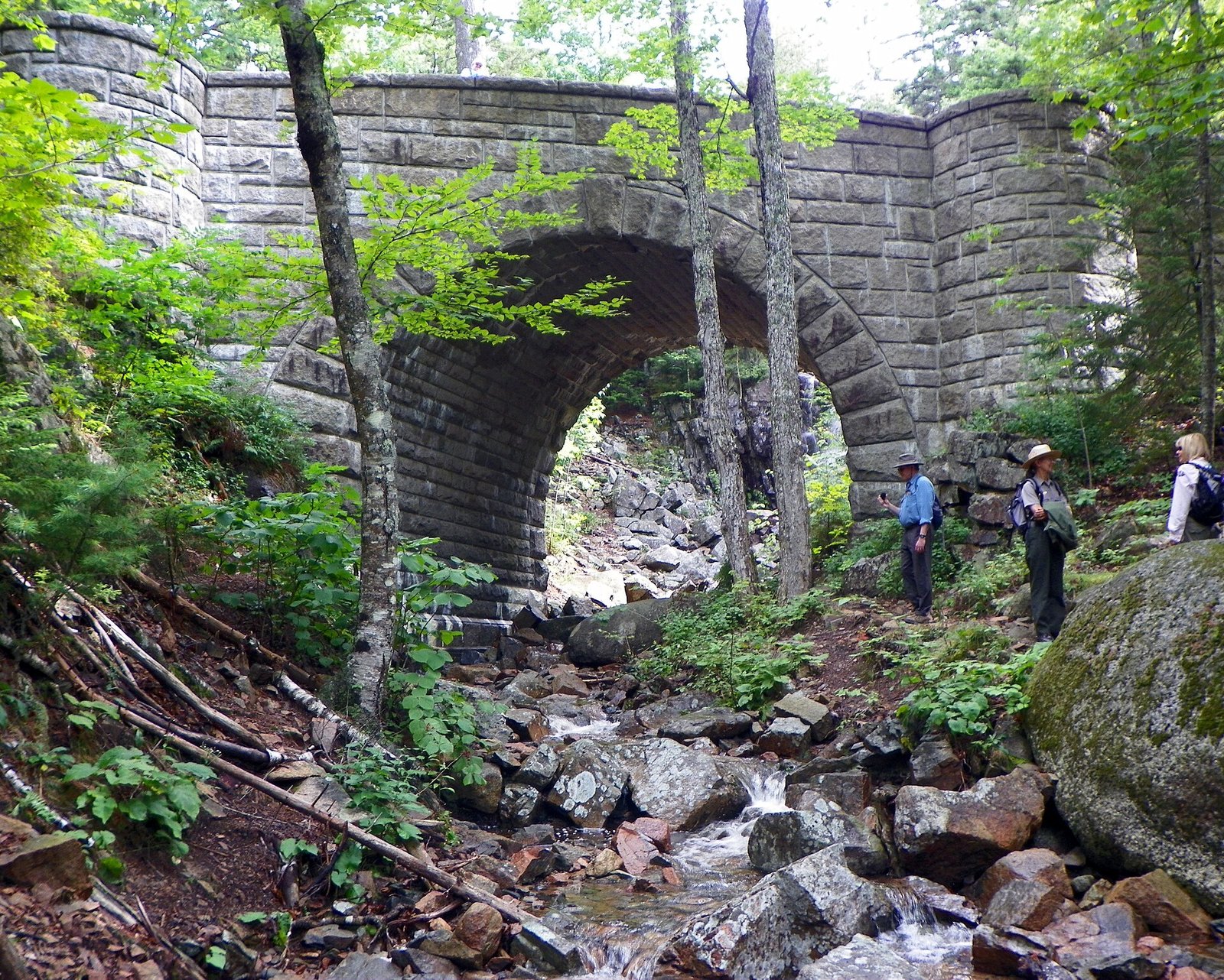 A stone bridge on a carriage road in Acadia National Park