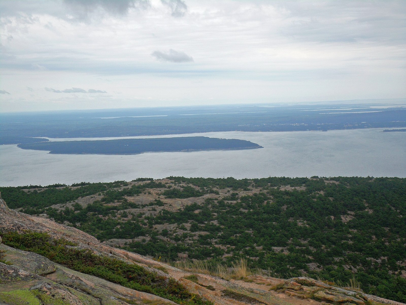 View over Frenchman Bay and Ironbound Island from Cadillac Mountain in Acadia National Park