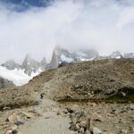 Hikers climbing the Fitz Roy trail near El Chalten