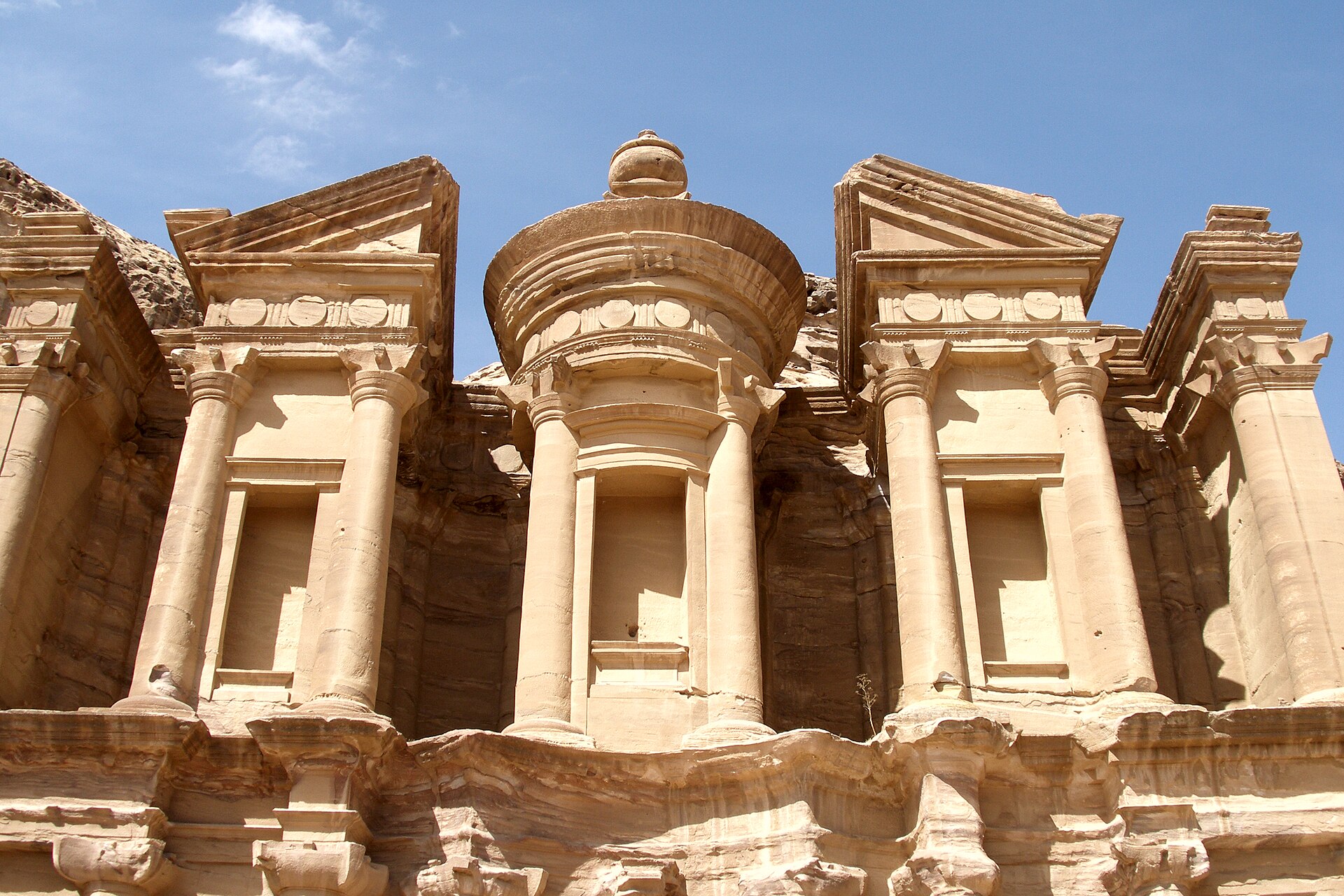 Ad Deir, the Monastery, seen from above at Petra in Jordan