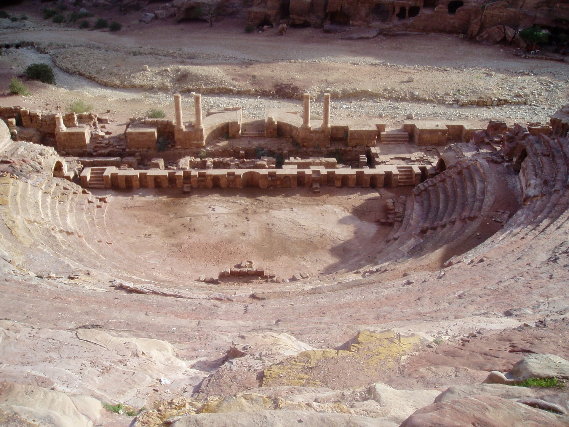 The Roman theatre cut into the rock at Petra, Jordan