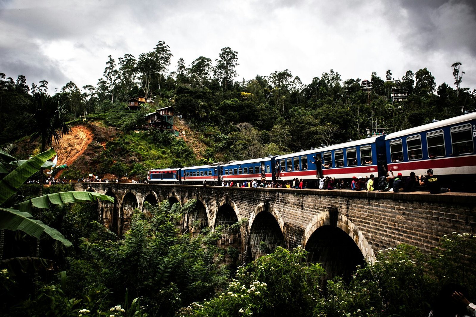 Train crossing Nine Arch Bridge near Ella on the Colombo to Ella route